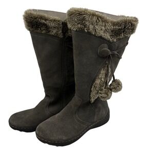 Baretraps Adair Grey Suede Faux Fur Trimmed Tall Boots Women's Size 8.5 M